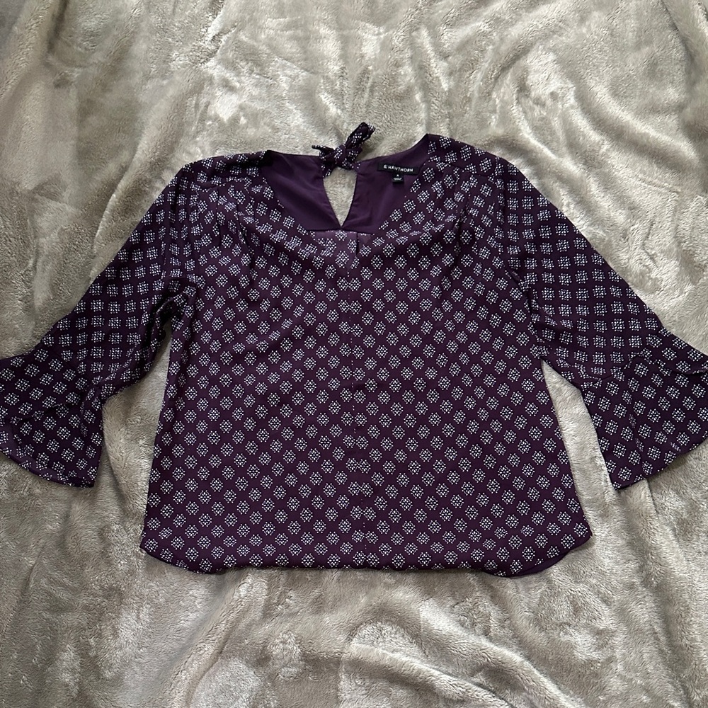 41 Hawthorne Purple Patterned Top